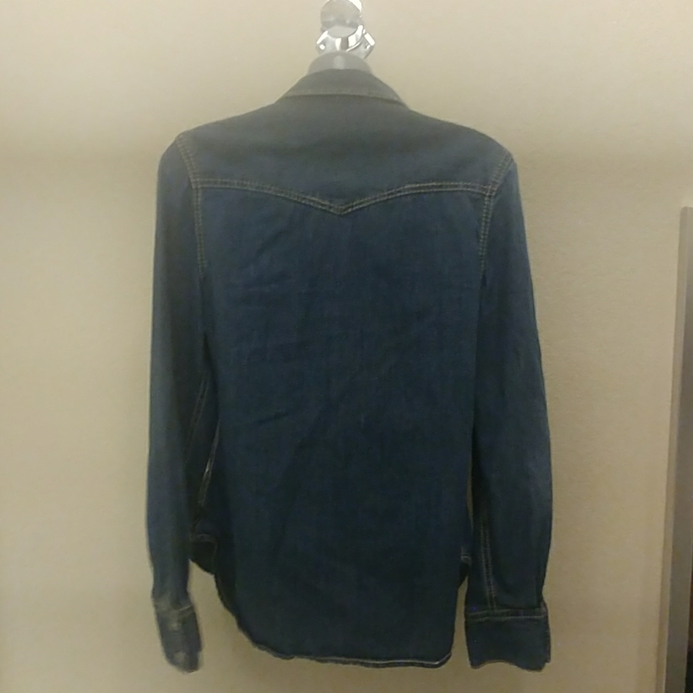 Seven 7 Pearl Snap Long Sleeve Denim Shirt - Picture 7 of 8